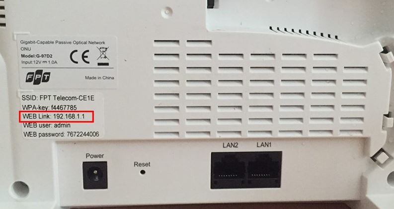 CÁCH ĐỔI MẬT KHẨU WIFI FPT NHANH CHÓNG VÀ DỄ DÀNG 6 dia chi IP mac dinh wifi fpt