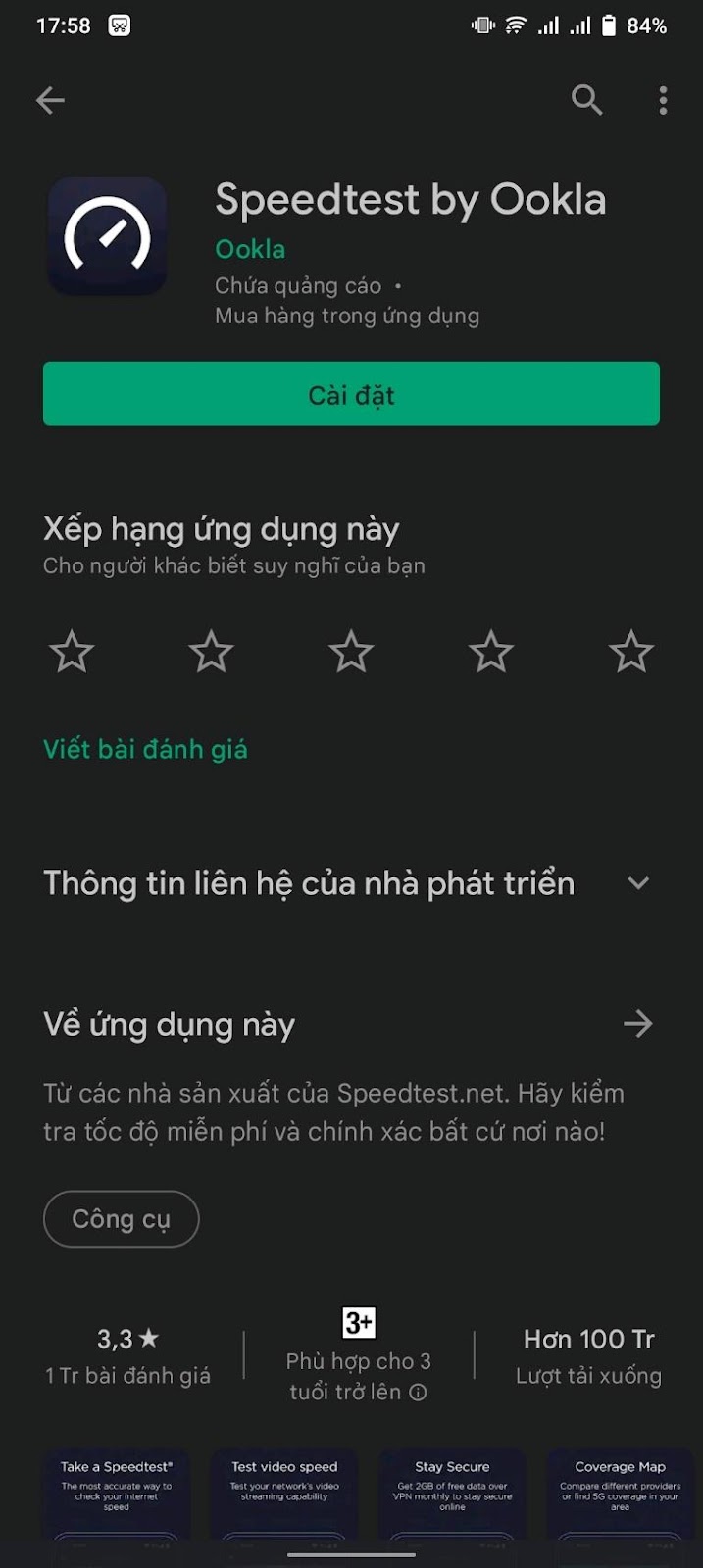 Hướng dẫn cách kiểm tốc độ các nhà mạng bằng Speedtest 4 tai speedtest
