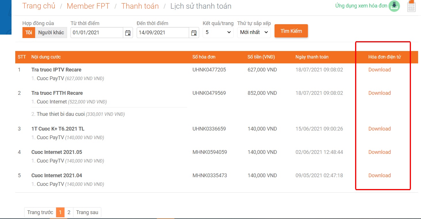 Cách tra cứu hóa đơn FPT nhanh chóng và đơn giản 4 tra cuu hoa don dien tu internet fpt buoc 4